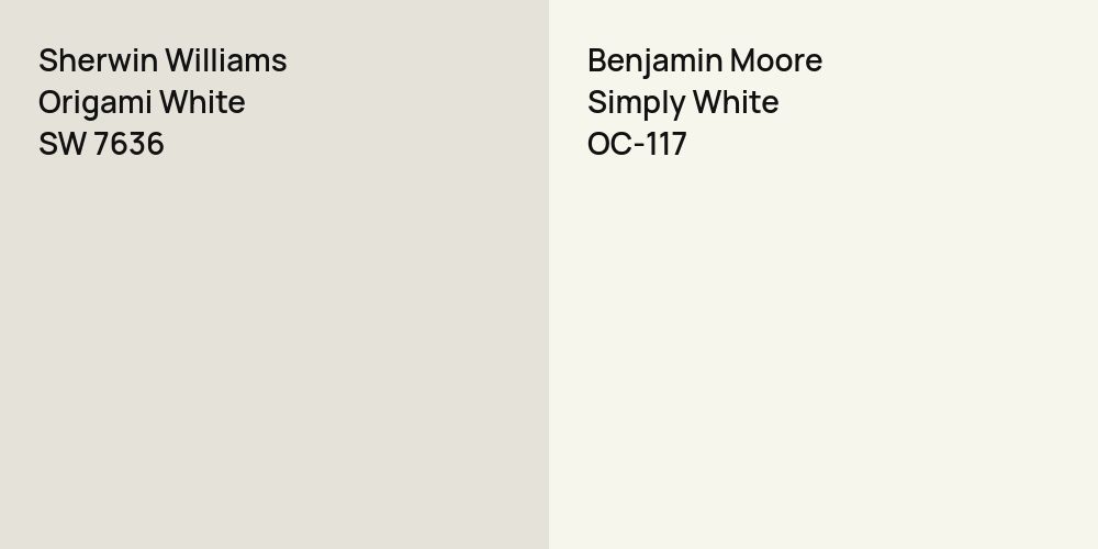 Sherwin Williams Origami White vs. Benjamin Moore Simply White