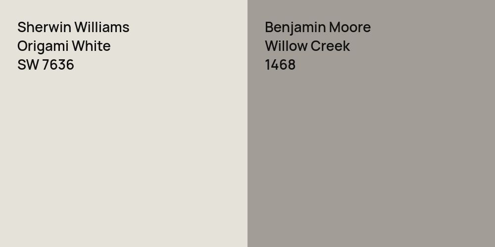 Sherwin Williams Origami White vs. Benjamin Moore Willow Creek