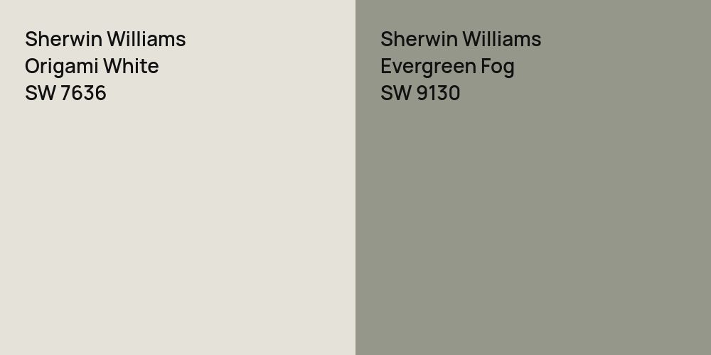 Sherwin Williams Origami White vs. Sherwin Williams Evergreen Fog