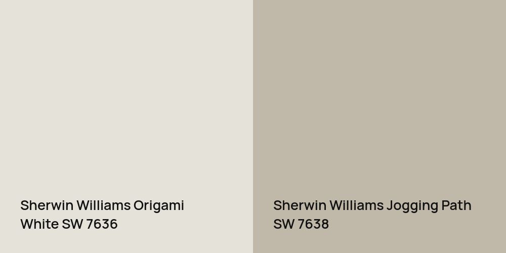 Sherwin Williams Origami White vs. Sherwin Williams Jogging Path