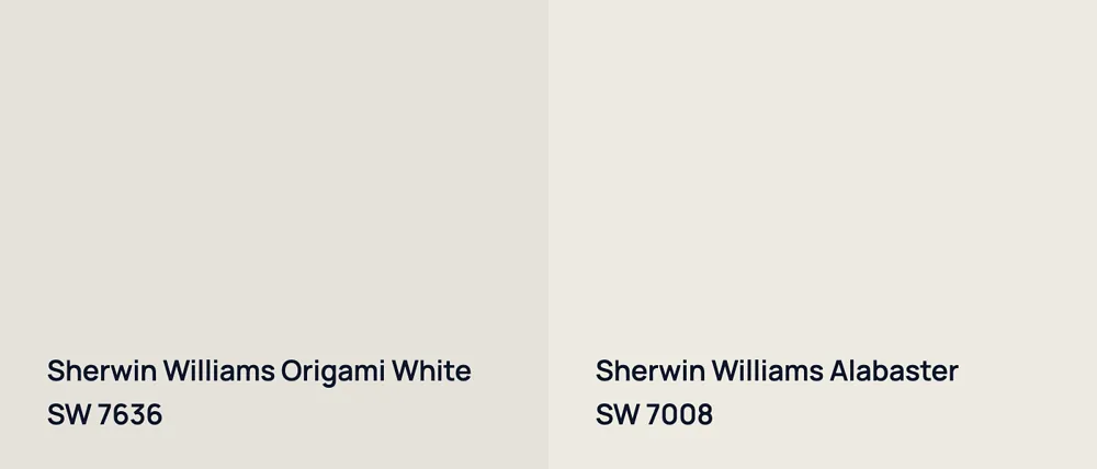 Sherwin Williams Origami White SW 7636 vs Sherwin Williams Alabaster SW 7008