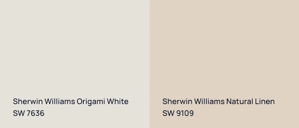 Sherwin Williams Origami White SW 7636 vs Sherwin Williams Natural Linen SW 9109