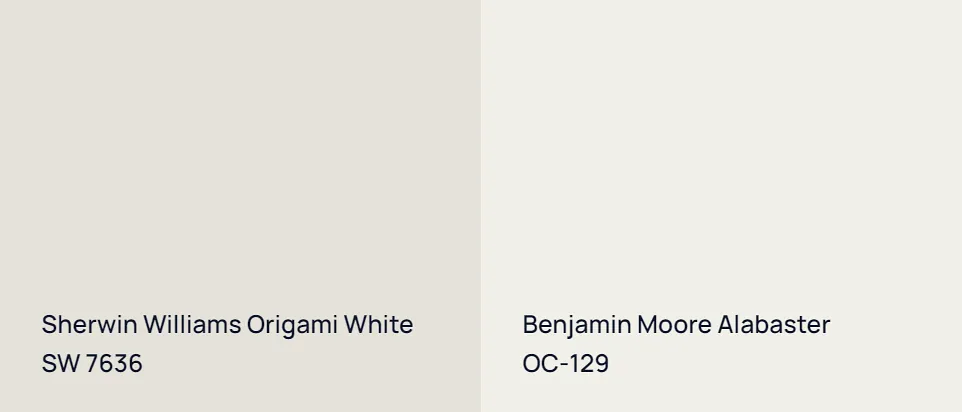 Sherwin Williams Origami White SW 7636 vs Benjamin Moore Alabaster OC-129