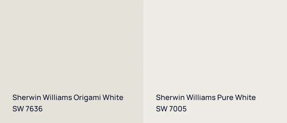 Sherwin Williams Origami White SW 7636 vs Sherwin Williams Pure White SW 7005