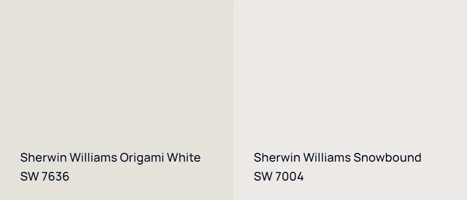 Sherwin Williams Origami White SW 7636 vs Sherwin Williams Snowbound SW 7004