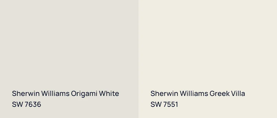 Sherwin Williams Origami White SW 7636 vs Sherwin Williams Greek Villa SW 7551
