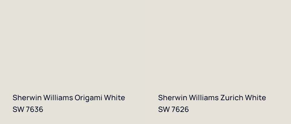 Sherwin Williams Origami White SW 7636 vs Sherwin Williams Zurich White SW 7626
