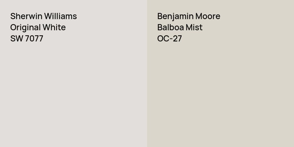 Sherwin Williams Original White vs. Benjamin Moore Balboa Mist