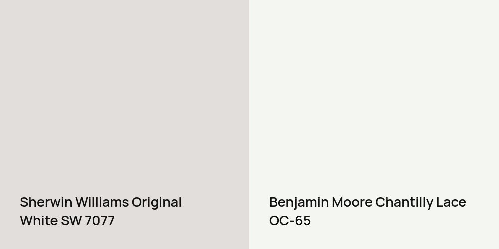 Sherwin Williams Original White vs. Benjamin Moore Chantilly Lace