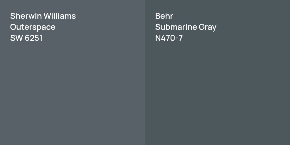 Sherwin Williams Outerspace vs. Behr Submarine Gray