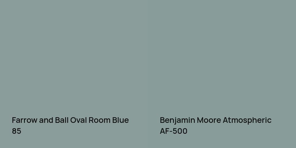 Farrow and Ball Oval Room Blue vs. Benjamin Moore Atmospheric