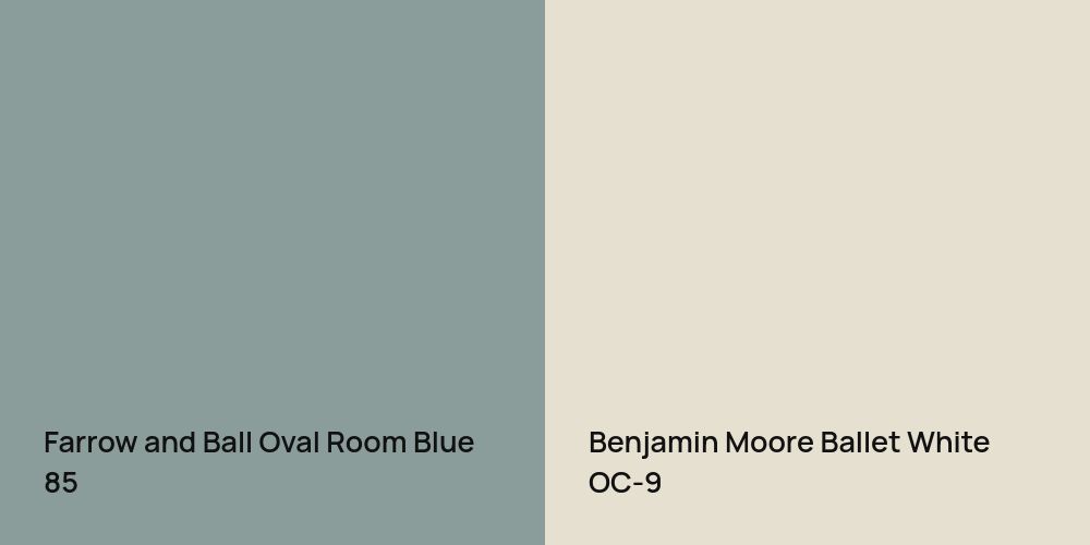 Farrow and Ball Oval Room Blue vs. Benjamin Moore Ballet White