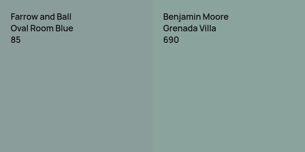 Farrow and Ball Oval Room Blue vs. Benjamin Moore Grenada Villa