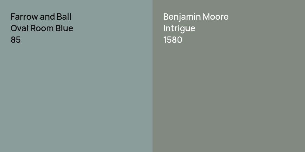 Farrow and Ball Oval Room Blue vs. Benjamin Moore Intrigue