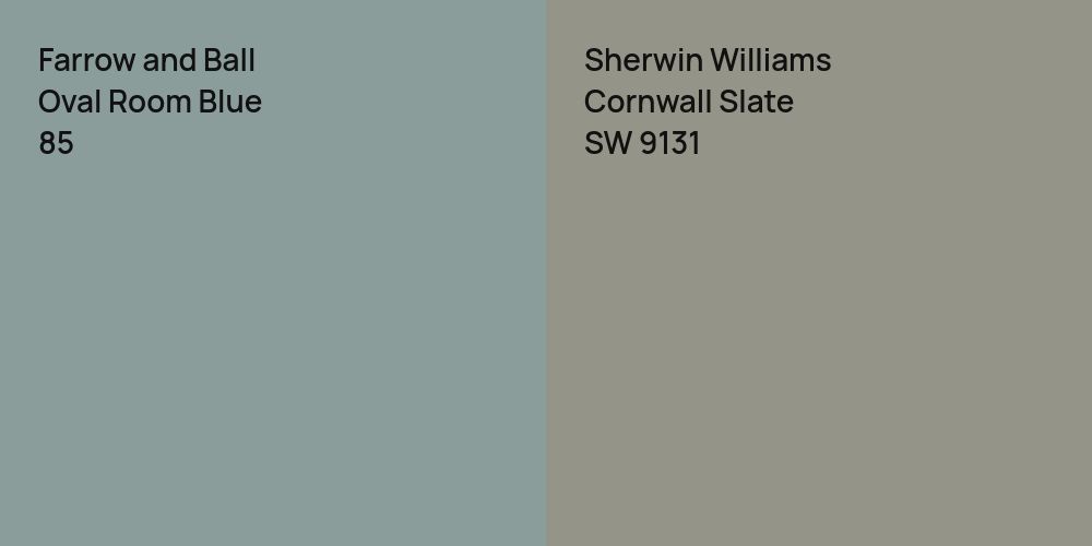 Farrow and Ball Oval Room Blue vs. Sherwin Williams Cornwall Slate