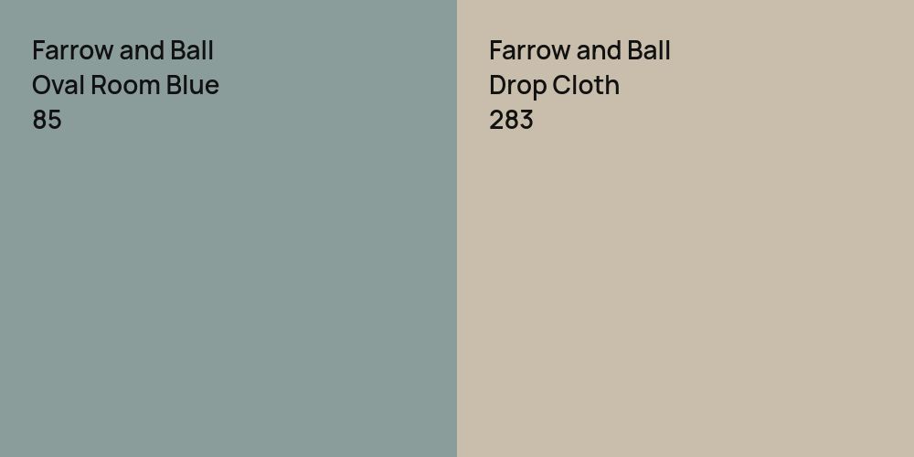 Farrow and Ball Oval Room Blue vs. Farrow and Ball Drop Cloth