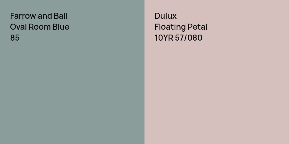 Farrow and Ball Oval Room Blue vs. Dulux Floating Petal