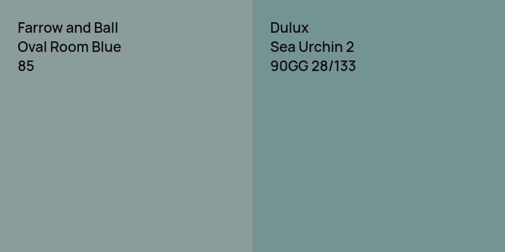 Farrow and Ball Oval Room Blue vs. Dulux Sea Urchin 2