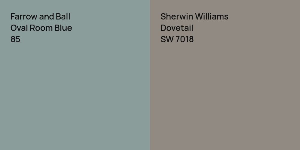 Farrow and Ball Oval Room Blue vs. Sherwin Williams Dovetail