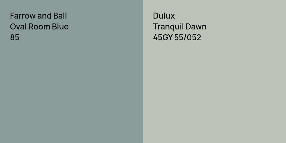 Farrow and Ball Oval Room Blue vs. Dulux Tranquil Dawn