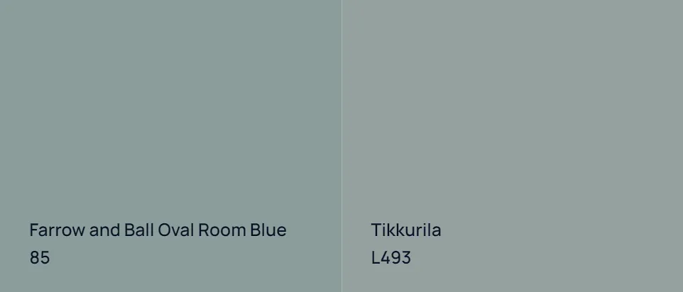 Farrow and Ball Oval Room Blue 85 vs Tikkurila  L493