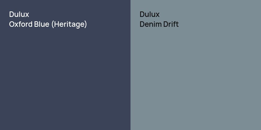 Dulux Oxford Blue (Heritage) vs. Dulux Denim Drift