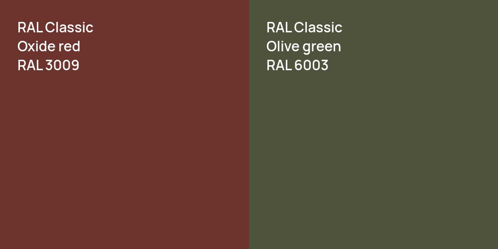 RAL Classic  Oxide red vs. RAL Classic  Olive green