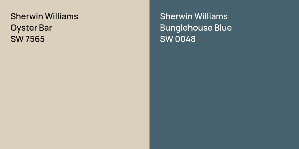 Sherwin Williams Oyster Bar vs. Sherwin Williams Bunglehouse Blue