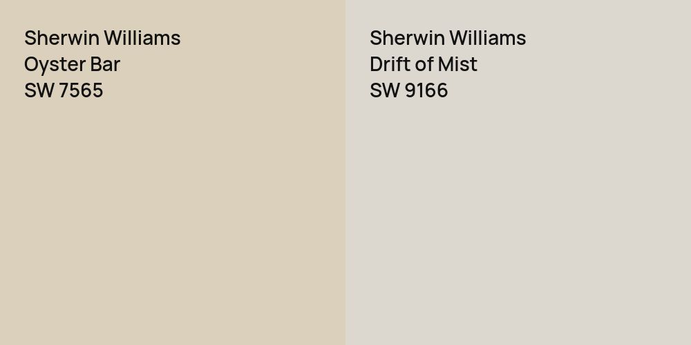 Sherwin Williams Oyster Bar vs. Sherwin Williams Drift of Mist