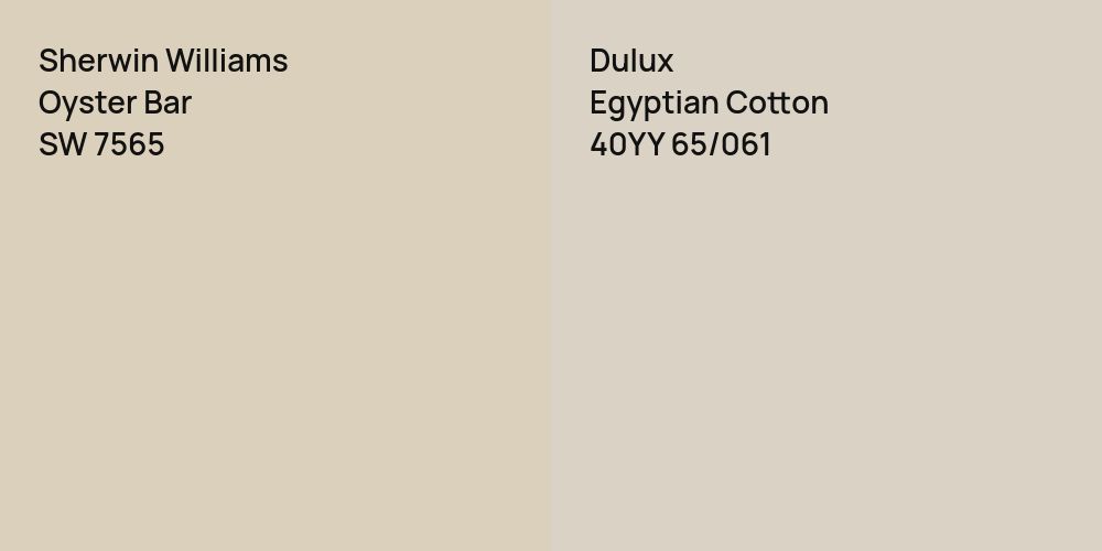 Sherwin Williams Oyster Bar vs. Dulux Egyptian Cotton