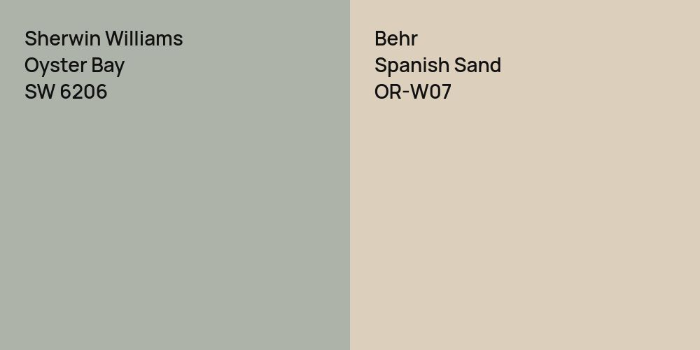 Sherwin Williams Oyster Bay vs. Behr Spanish Sand