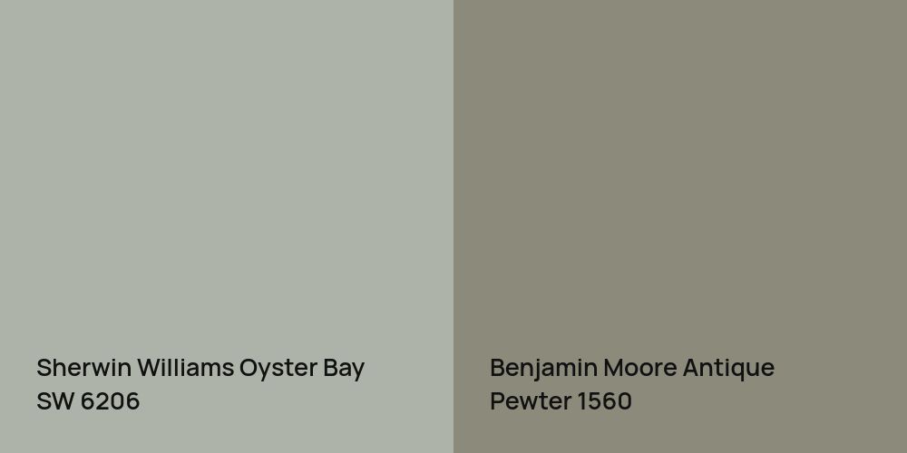 Sherwin Williams Oyster Bay vs. Benjamin Moore Antique Pewter