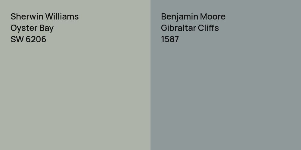 Sherwin Williams Oyster Bay vs. Benjamin Moore Gibraltar Cliffs