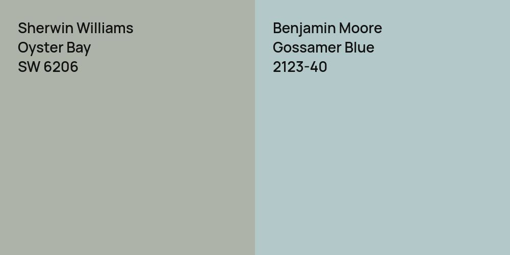 Sherwin Williams Oyster Bay vs. Benjamin Moore Gossamer Blue