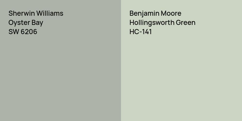 Sherwin Williams Oyster Bay vs. Benjamin Moore Hollingsworth Green