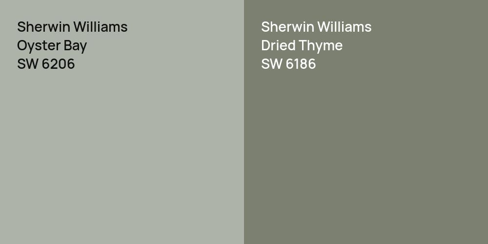 Sherwin Williams Oyster Bay vs. Sherwin Williams Dried Thyme