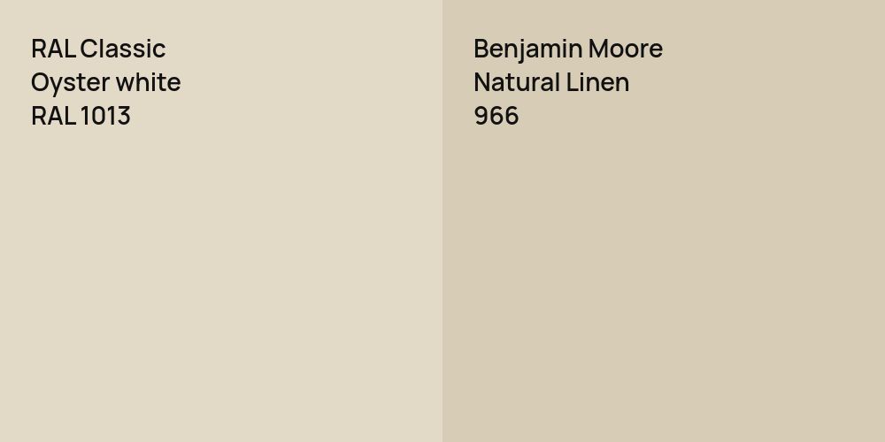 RAL Classic  Oyster white vs. Benjamin Moore Natural Linen