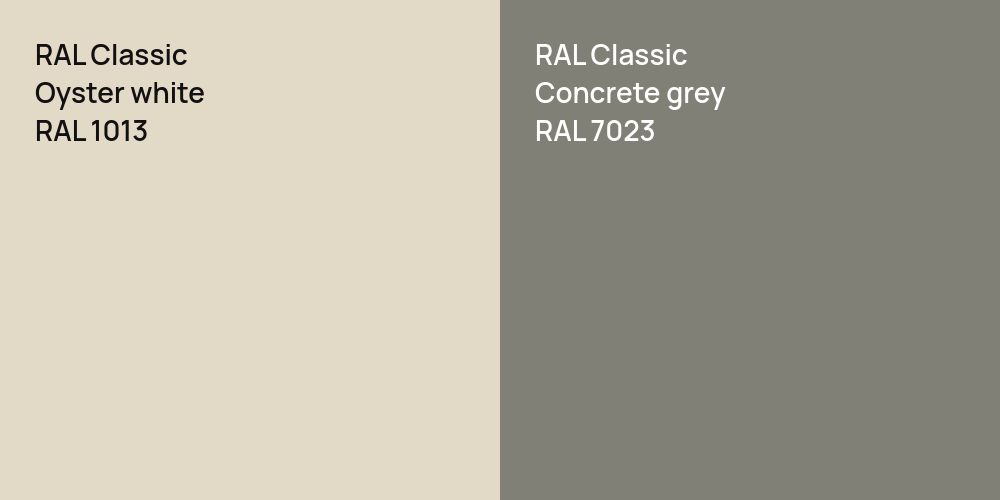 RAL Classic  Oyster white vs. RAL Classic  Concrete grey