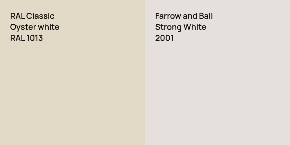 RAL Classic  Oyster white vs. Farrow and Ball Strong White