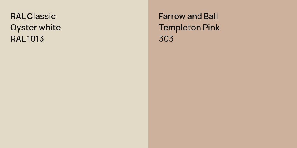 RAL Classic  Oyster white vs. Farrow and Ball Templeton Pink