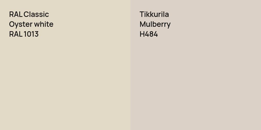 RAL Classic  Oyster white vs. Tikkurila Mulberry