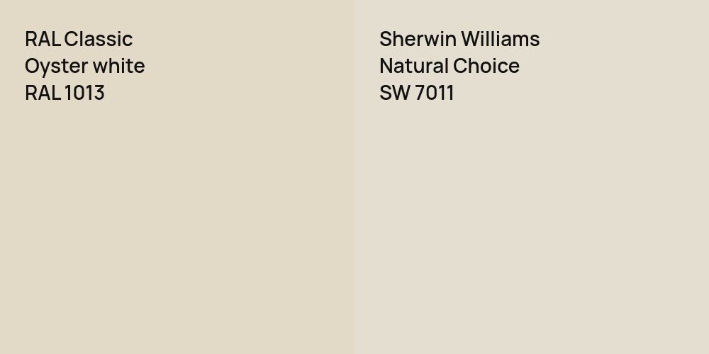 RAL Classic  Oyster white vs. Sherwin Williams Natural Choice