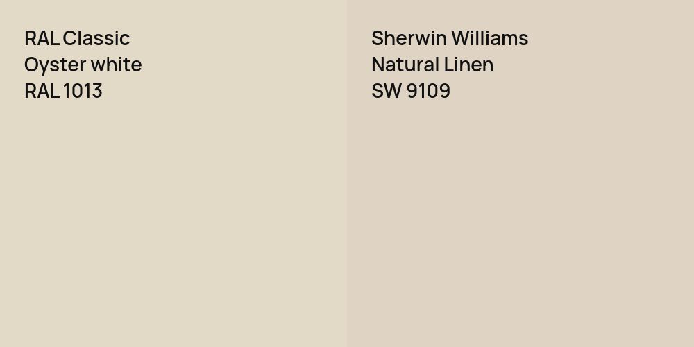 RAL Classic  Oyster white vs. Sherwin Williams Natural Linen