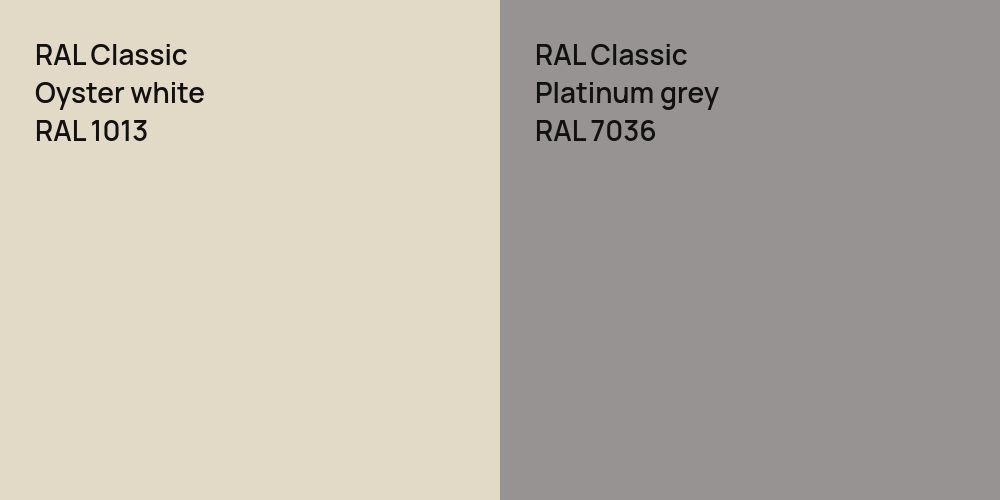 RAL Classic  Oyster white vs. RAL Classic  Platinum grey