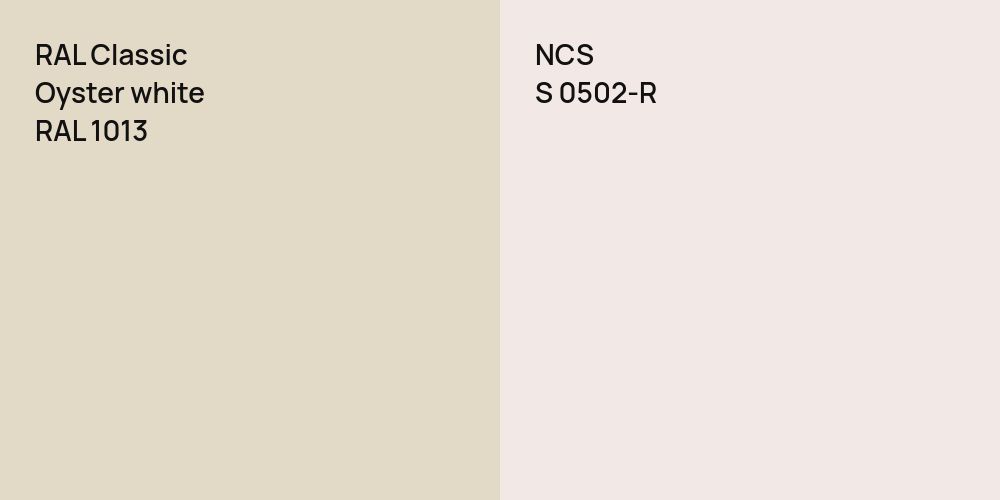 RAL Classic  Oyster white vs. NCS S 0502-R