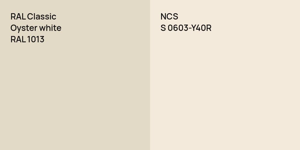 RAL Classic  Oyster white vs. NCS S 0603-Y40R