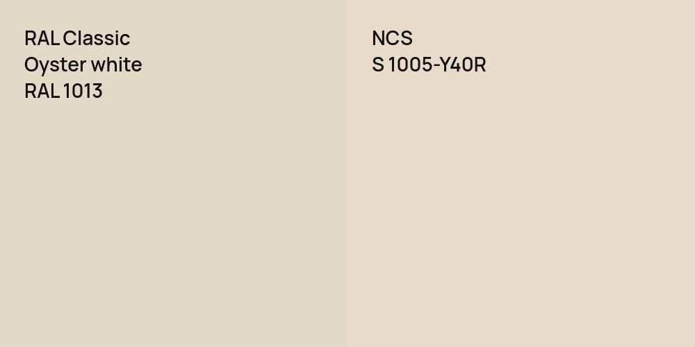 RAL Classic  Oyster white vs. NCS S 1005-Y40R