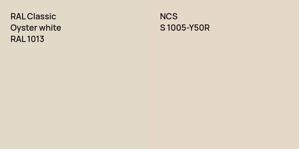 RAL Classic  Oyster white vs. NCS S 1005-Y50R