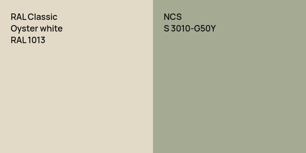 RAL Classic  Oyster white vs. NCS S 3010-G50Y