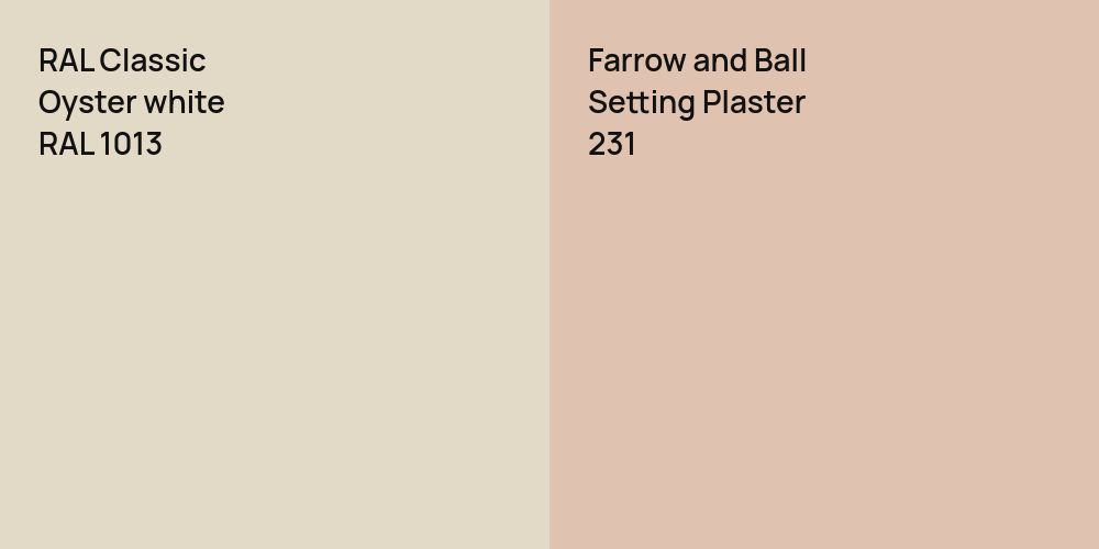 RAL Classic  Oyster white vs. Farrow and Ball Setting Plaster